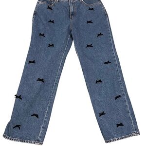 LOFT “Made & Loved” The Straight Bow Detail Jeans – Velvet Bows – Size 8 🎀